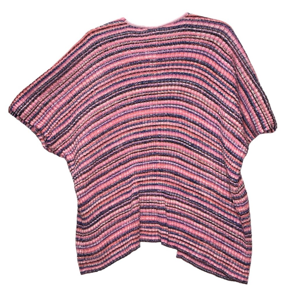 Gap Cardigan Sweater Women Small Pink White Striped Knit Open Front Cotton - Picture 5 of 9